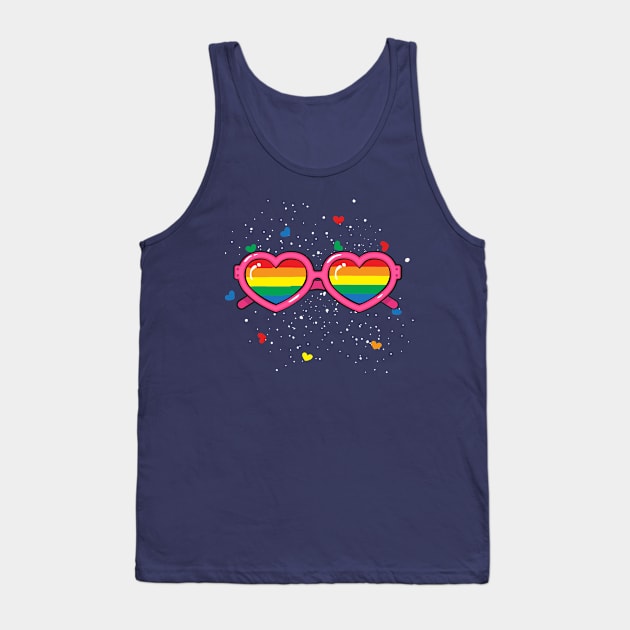 LGBT Pride Rainbow Heart Sunglasses Valentine Lover Tank Top by lisalizarb